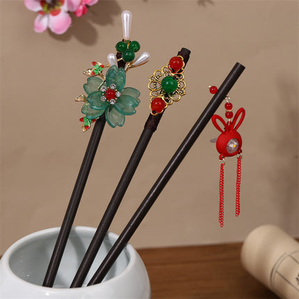 New Year Red Festive Chinese Style Hairpin Palace Style Tassel Walking Hair Hairpin Retro Hanfu Ancient Dress Cheongsam Hair Accessories Women
