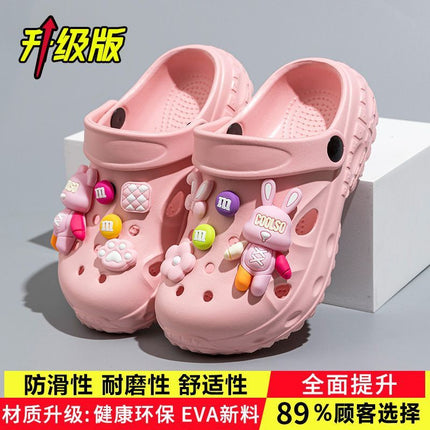 Violent Bear Children's Croc Shoes Summer Boys' Non-Slip Soft Sole Girls' Bathing Beach Shoes Baotou Parent-Child Sandals and Slippers