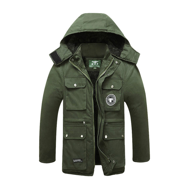 Winter Thickened Cotton-padded Clothes Men's Fleece-added Work Clothes Cold Storage Cotton-padded Clothes Cold-proof Clothes Warm Mid-length Labor Protection Cotton-padded Jacket for Worker