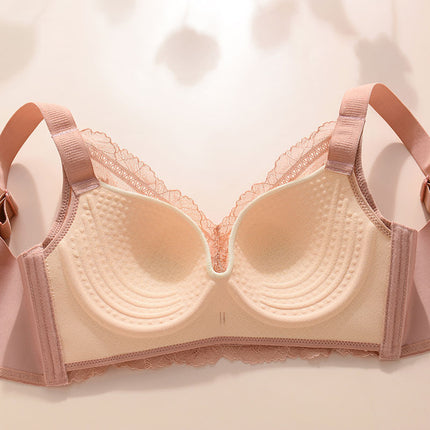 Lace Underwear Women's Thin Large Chest Showy Small Rings-Free Gathering Large Size Adjustable Parammary Latex Bra Size 46
