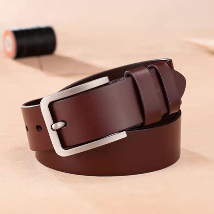Cross-border men's leather pin buckle belt retro belt fashion casual real cowhide jeans belt manufacturers wholesale