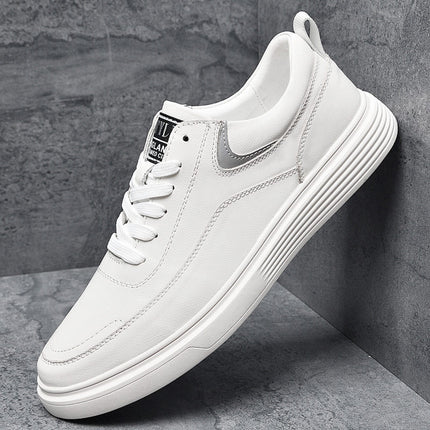Autumn first layer cowhide men's board leather autumn casual trendy shoes men's leather shoes small white shoes men's trendy low-top