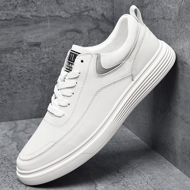 Autumn first layer cowhide men's board leather autumn casual trendy shoes men's leather shoes small white shoes men's trendy low-top