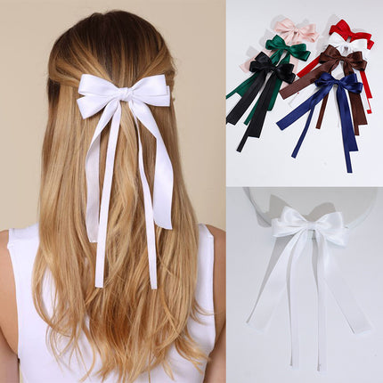 Cross-Border Amazon Best-Selling Ribbon Bow Hairpin Long Ribbon Bow Ribbon Top Clip Elegant Girl Hair