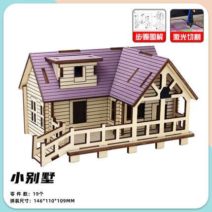 Wooden Reasons Children's Girls Assembled Handmade Ornaments diy Assembled Cabin Model Building Blocks Head Small House Puzzle