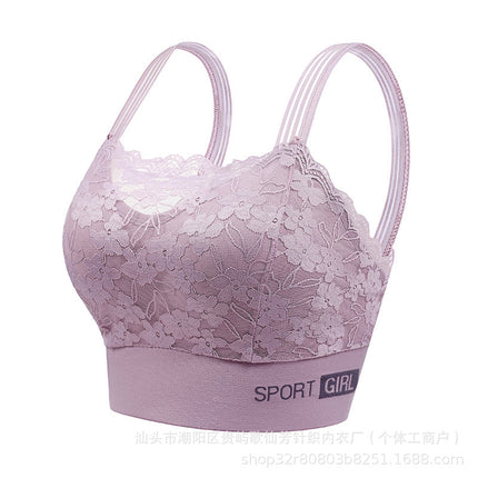 New Sexy French Style Lace Bra Beautiful Back Anti-Light Breathable Non-Steel Ring Gather-up Underwear Women's Vest Bra