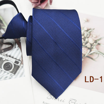 Factory In-Stock Zipper Tie Men's Formal Business 8cm Lazy Tie Red Black Striped Workplace Striped Tie
