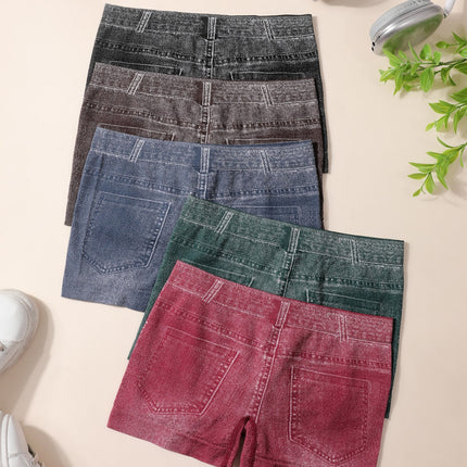 Women's Seamless Faux Denim Soft Butt-Lifting High-Elastic Breathable Leggings, Outerwear, Underwear, Boxer Briefs, Hip-Hugging