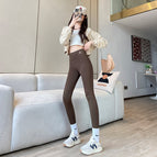 Brown [high-waisted slimming nine-point yoga pants] / M [recommendation 40-50kg ]