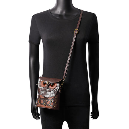 TEMU Medieval Colored Studded PU Leather Women's Shoulder Bag Medieval Steampunk Owl MINI Satchel