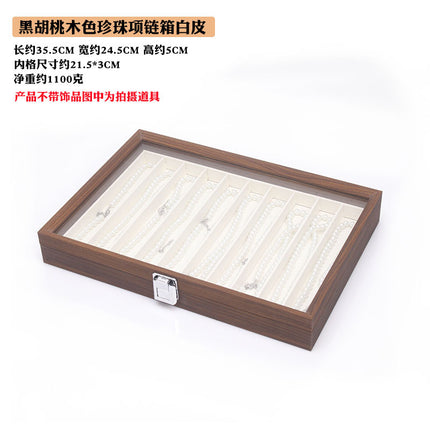 Black Walnut Grain Jewelry Chest Ring Necklace Earrings Storage Finishing Box White Leather Bracelet Bracelet Ring Jewelry Rack