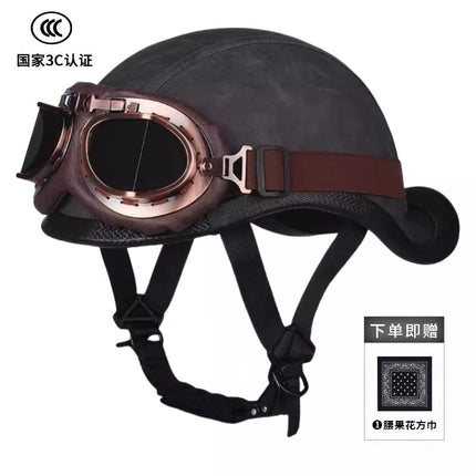 New National Standard 3C Retro Flip-Up Helmet for Women, Motorcycle Half-Helmet for Men, Electric Scooter Helmet, Cruiser Helmet for Riding