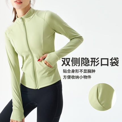 New Lulu Zipper Yoga Jacket Women's Naked Long Sleeve Fitness Clothes Outdoor Sports Slim Yoga Clothes Top