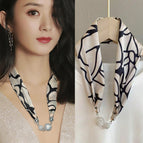 04-Line Rose Black Beige (Diamond Scarf)