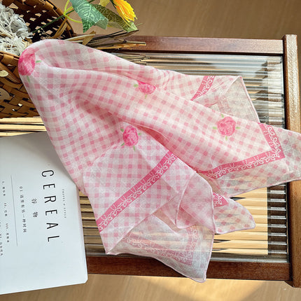 Celebrity style cotton and linen square scarf women's 58cm lightweight breathable small scarf Beautiful atmosphere photography accessories headscarf