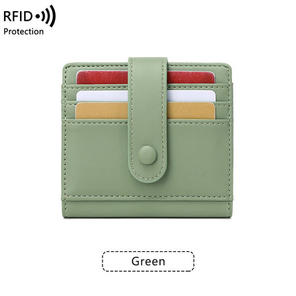 Compact and Portable Rfid Anti-Theft Brush Women's Short Wallet 2024 New Pure Color Pu Leather Buckle Card Holder Coin Purse