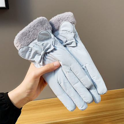 Autumn and winter warm gloves fleece-lined thick skin-feeling fabric windproof water-splashing cartoon outdoor sports cycling wholesale