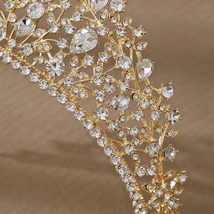 European and American All-match Bride Wedding Hair Accessories Light Luxury Full Diamond Birthday Party Crown Baroque Vintage Rhinestone Crown