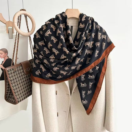 Spring and autumn texture silk wool scarf women's autumn and winter silk wool large square scarf warm shawl dual-purpose women's all-match temperament