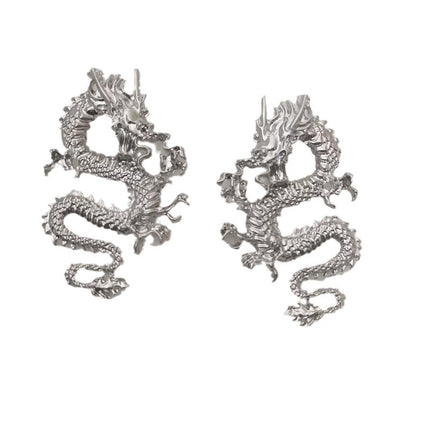 2024 New Chinese Dragon Totem Democratic Style Fashion Trend Street Shooting Didi Dragon Personality Fashion Earrings for Women