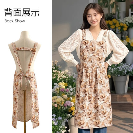 Floral Apron, High-Looking, Young Style, Anti-Fouling Suspenders, Flower Shop, Cafe, Cake Shop, Baking Work Clothes