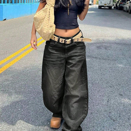 Cross-border Foreign Trade Amazon Europe and America Retro Old Blue Boyfriend Jeans Women's Loose Straight Casual Mop Pants