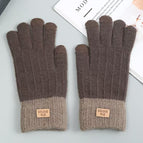 Vertical striped gloves-brown