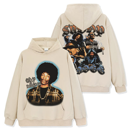 Cross-border Retro Snoopy Dog SNOOP DOGG Printed Short-sleeved T-shirt Washed Long-sleeved Casual Hooded Sweatshirt
