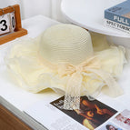 Large lotus leaf double layer yarn - milky white / M（56-58cm）