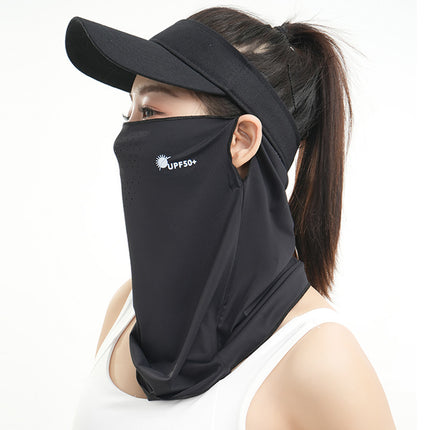Summer New Breathable Ice Silk Sunscreen Mask Cycling Sunshade Anti-Uv Face Kini Neck Integrated Sunscreen Mask