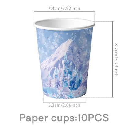 Cross-Border Ice and Snow Castle Happy Birthday Theme Cartoon Children's Party Supplies Tableware Set Birthday Arrangement Flag