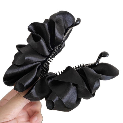 French-Style Bubble Pleated Banana Clip for Women 2025 New Model, Back-Of-Head Bun Horizontal Clip to Enhance Hair Volume, Vertical Clip Hairpin Twist Clip