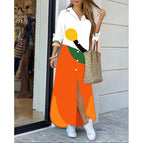 White with orange / S