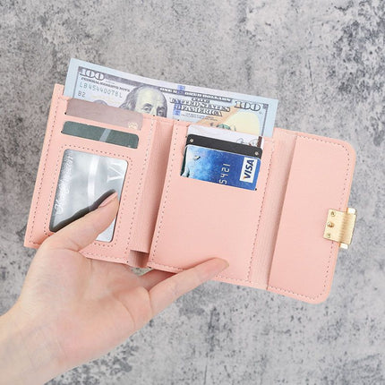 Simple Wallet for Women Korean Style Anti-Magnetic Student Portable Fresh Coin Purse Multifunctional Folding Small Wallet Card Holder
