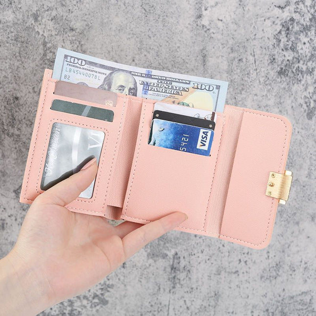 Simple Wallet for Women Korean Style Anti-Magnetic Student Portable Fresh Coin Purse Multifunctional Folding Small Wallet Card Holder