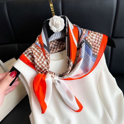 Simulated Silk Printed Silk Scarf for Women, Korean Cashew Leopard Print Headscarf, Four-Season Scarf, Professional Scarf Wholesale