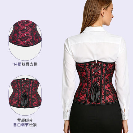 New Black and Red Short Large Size Waist Clip Body Shaping Corset Waistband and Abdominal Control Women's Corset Factory Direct Delivery