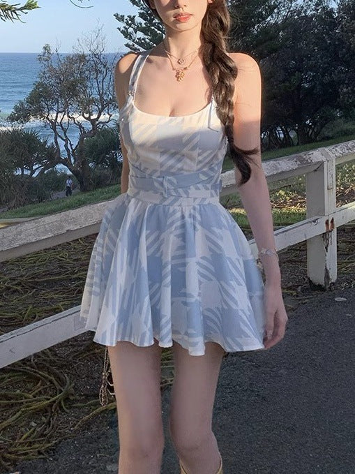Llan Peninsula Dusk Sexy Backless Cross Design Sling Puffy dress Women's New Arrival