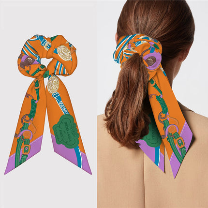 Korean Style Simple Belt Chain Twill Silk Hair Band Hair Accessories Women's All-match Decorative Paytail Tie Headband Hair Band Headwear