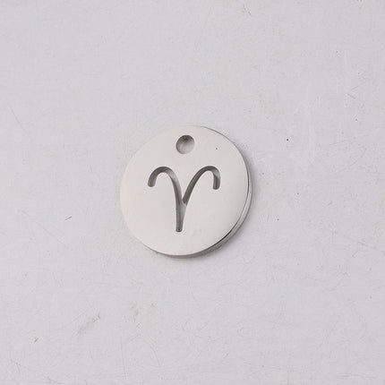 Mirror Stainless Steel 12 Zodiac Sign Round Pendant DIY Jewelry Accessories Gold Coin Titanium Steel Necklace Jewelry