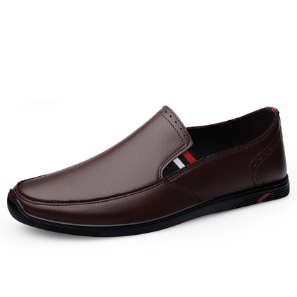 2024 Summer Men's British Casual Leather Shoes Trendy Wear Lightweight Derby Layer Cowhide Leather Dad Shoes Office Leather Shoes