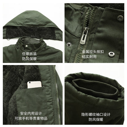 Winter Thickened Cotton-padded Clothes Men's Fleece-added Work Clothes Cold Storage Cotton-padded Clothes Cold-proof Clothes Warm Mid-length Labor Protection Cotton-padded Jacket for Worker