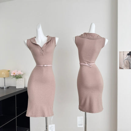 Ms. Du's Gentle Self-Awareness*Original Elegant Work Clothing Waist V-Neck Hip-Covering Mid-Length Casual Women's Dress