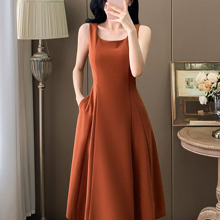 Sleeveless dress Women's Spring and Autumn New Fashion High-end Sense Professional All-match Base Vests Skirt Elegant Waisted Skirt