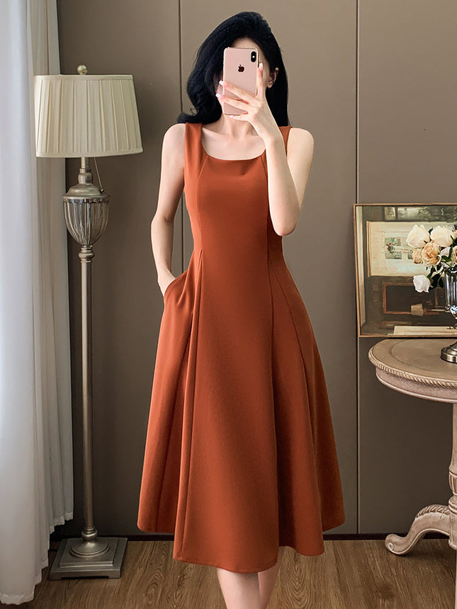 Sleeveless dress Women's Spring and Autumn New Fashion High-end Sense Professional All-match Base Vests Skirt Elegant Waisted Skirt