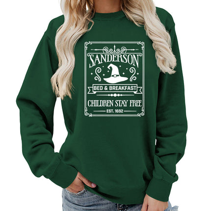 Sanderson Bed Breakfast Printed Round Neck Women's Top Sweatshirt Autumn and Winter Amazon Loose