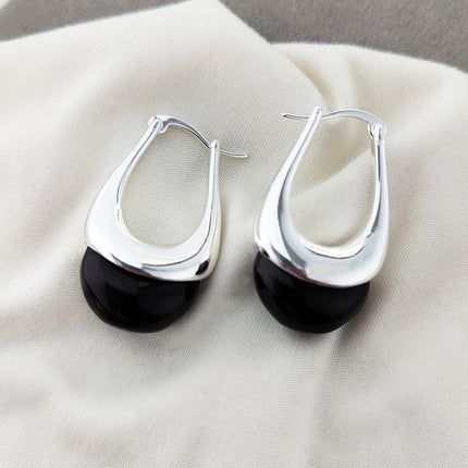 Simple New Trim Qiao Huan European and American Blogger Same Style Glaze Water Drops High-end Commuter Bag Earrings Earrings for Women