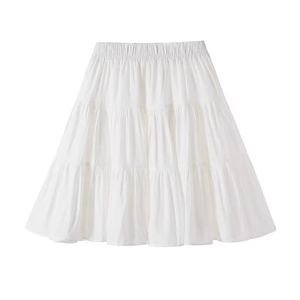 White cake skirt 2025 spring new plus size women's chubby girl high waist slimming anti-light A- shaped skirt
