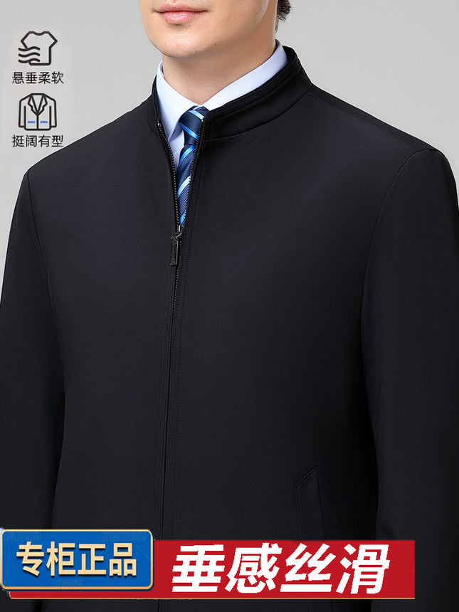 Spring and Autumn Men's Dad Jacket for Middle-aged and Elderly Business Casual Jacket Jacket Lel Men's Father Jacket