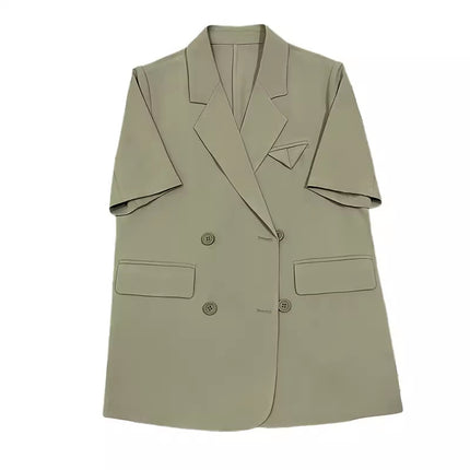 Retro Green Thin Blazer Women's 2023 Summer New Design Casual Fashion Temperament Niche Suit